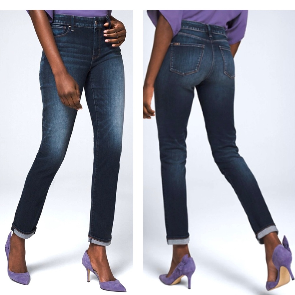 WHBM Essential Slim Crop Jeans Women’s Size 2 Mid-Rise Dark Wash Stretch Denim